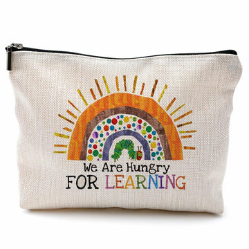 QGFM Teacher Makeup Bag Rainbow Cosmetic Purse Multicolor Travel Pouch