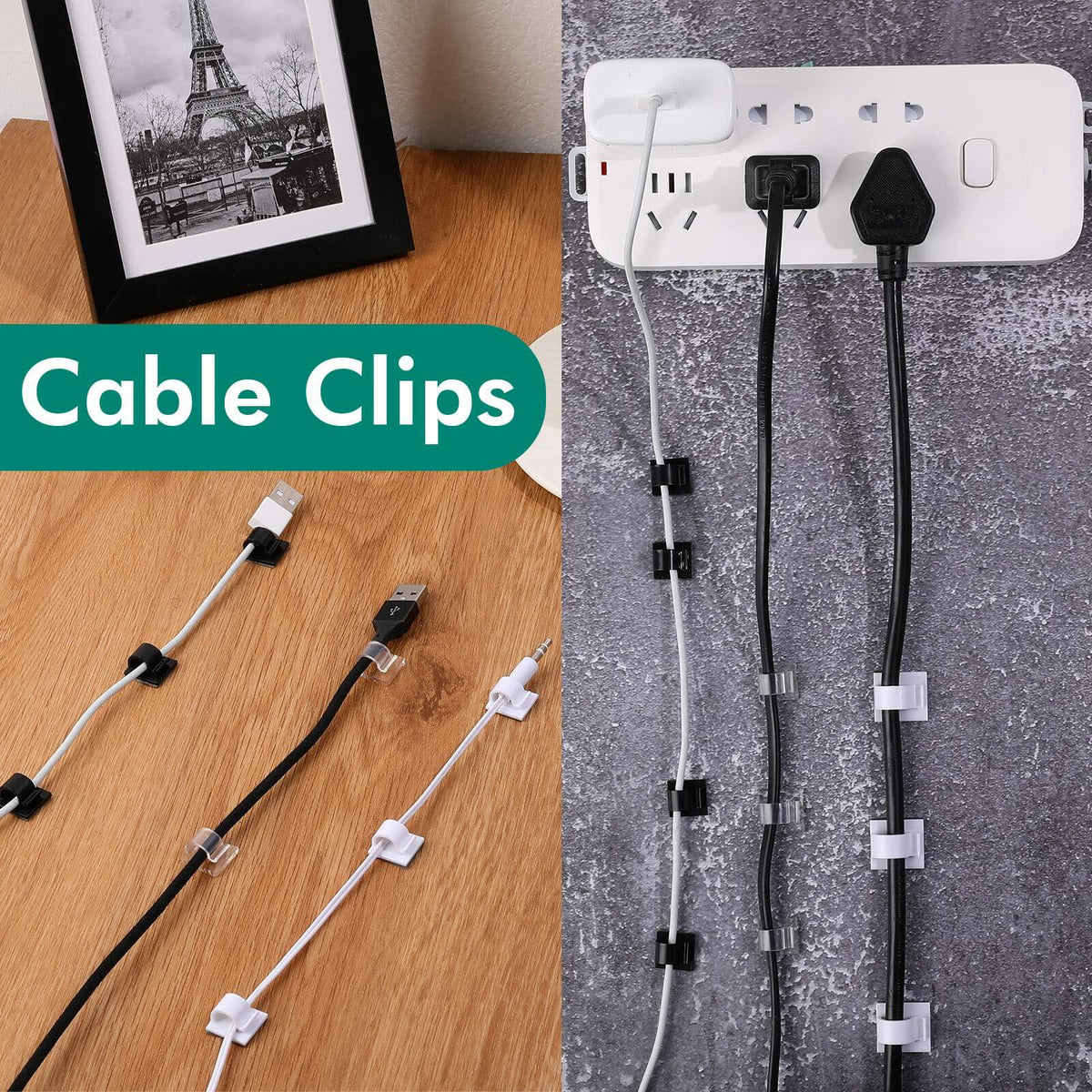 Cable Clips Self Adhesive Wire Organizer Holder White Large 120 Pieces