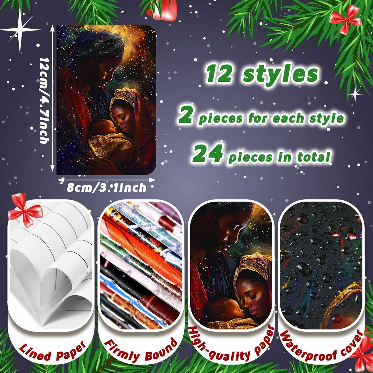 Saypacck 24 Pcs Black Women Mini Journals Inspirational Notebooks Black