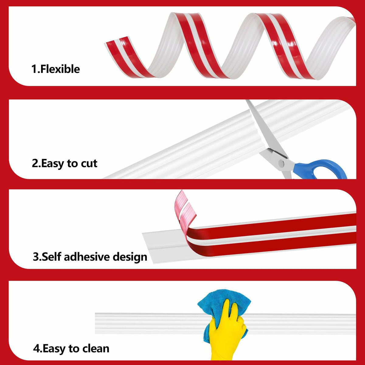 Yonilarey Wall Corner Protector 1.6x10.5ft Flexible Self Adhesive Trim
