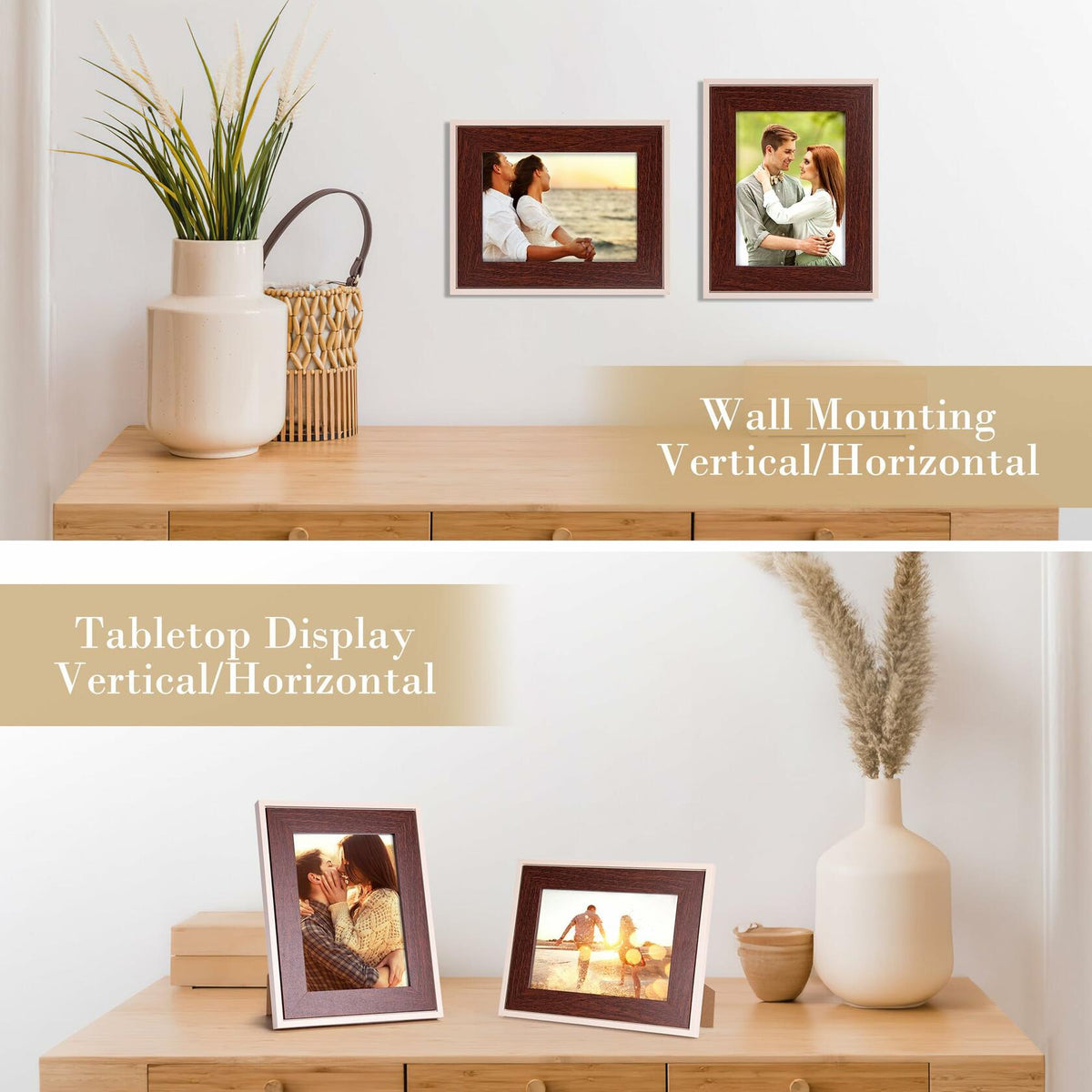 QUTREY Kids 5x7 Photo Frames Set of 4 Assorted Colors Tabletop Wall