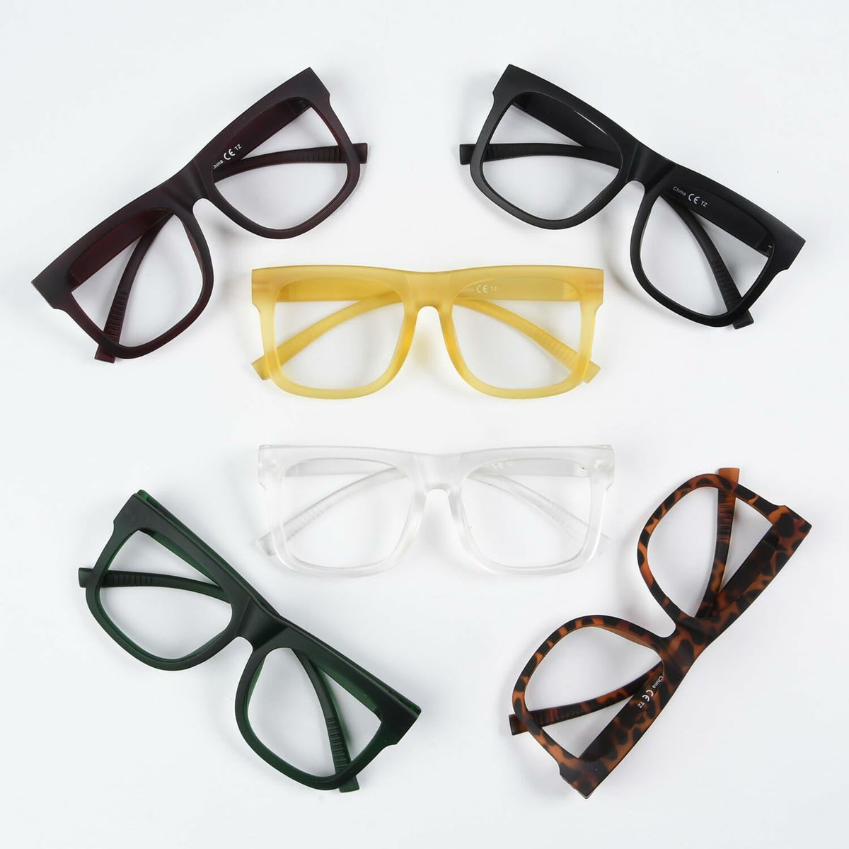 BFOCO Reading Glasses Metalless Screwless Spring Hinges +2.25 6 Pack