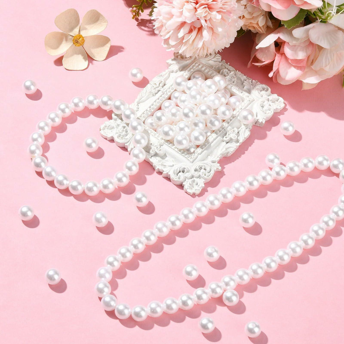 DanLingJewelry 1000pcs 10mm White Plastic Pearl Round Loose Beads