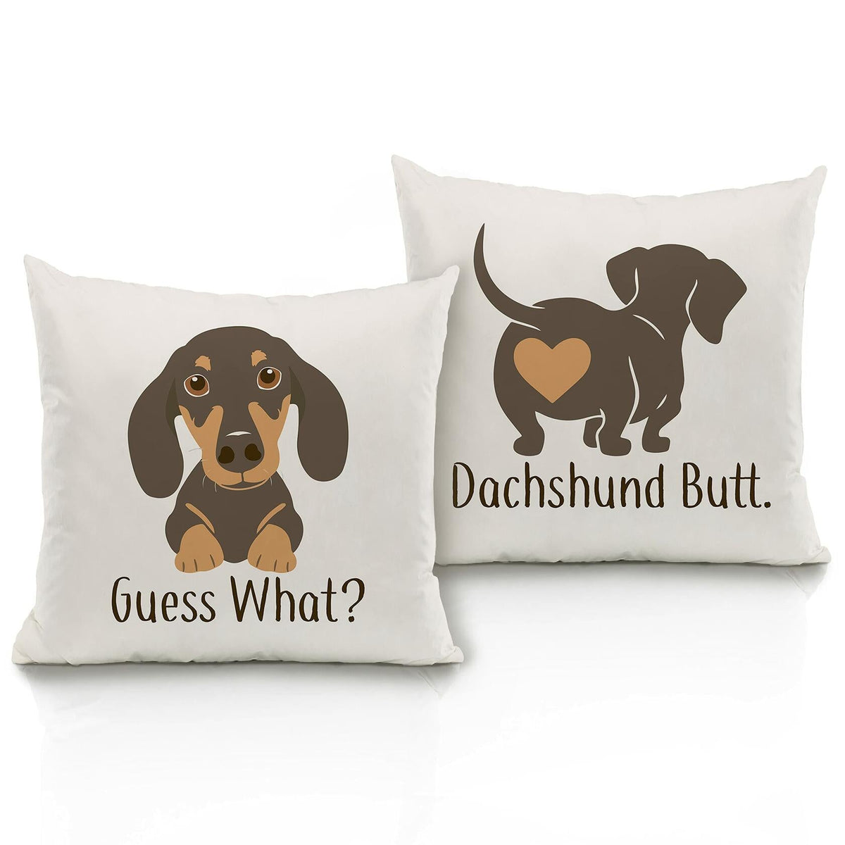Lovely Dachshund Throw Pillow Covers Set of 2 18x18 Brown Decorative