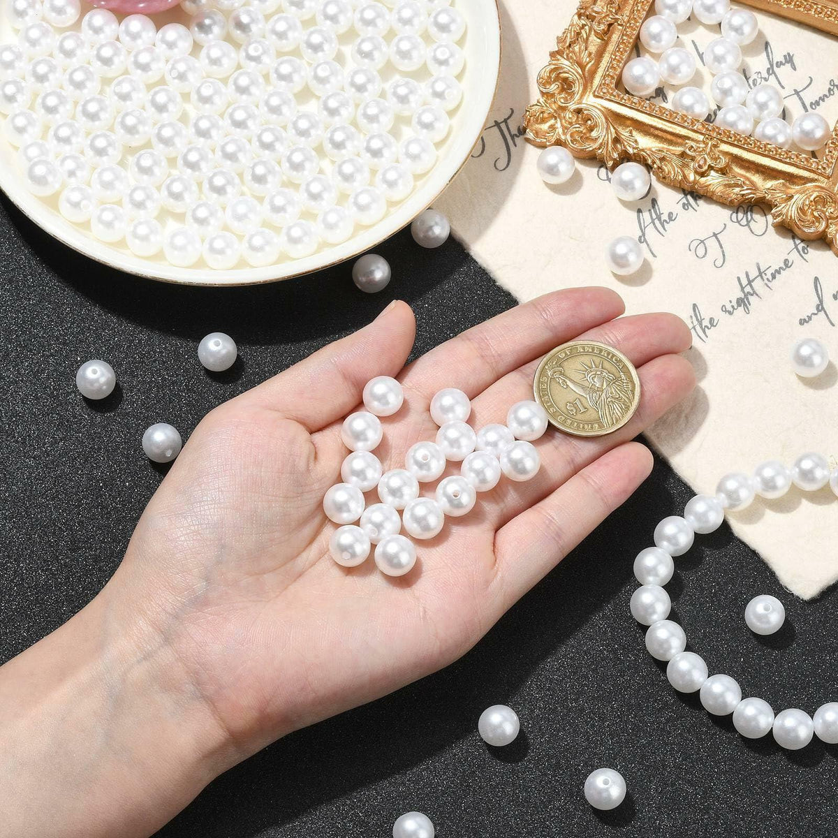 DanLingJewelry 1000pcs 10mm White Plastic Pearl Round Loose Beads