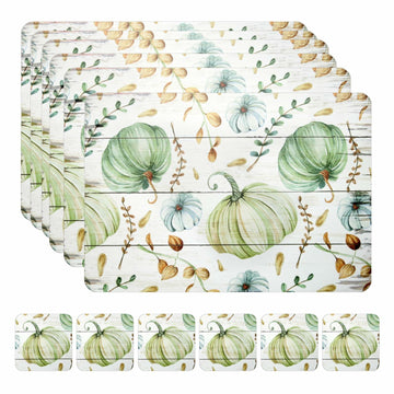 Casaido Pumpkin Dining Table Place Mats Set of 6 Waterproof 17x12 Inches