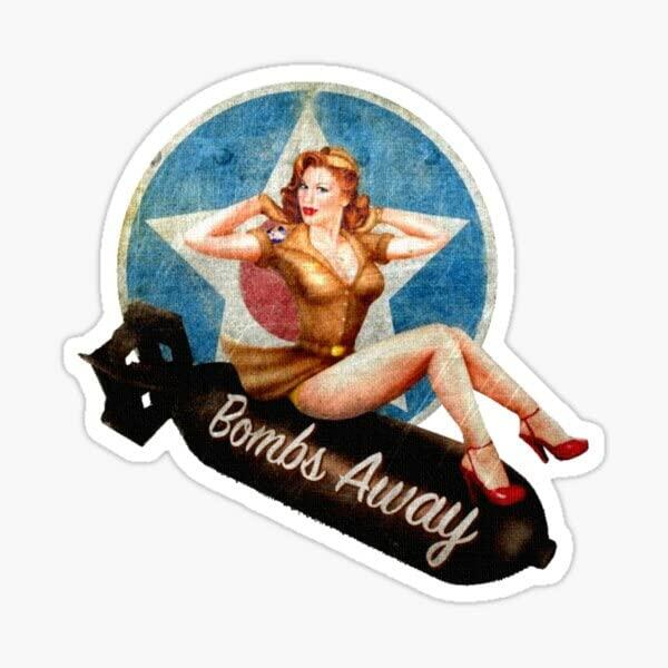 STICKY DUDE 5" Pin Up Girl Bomb Vintage Aviation Military Sticker