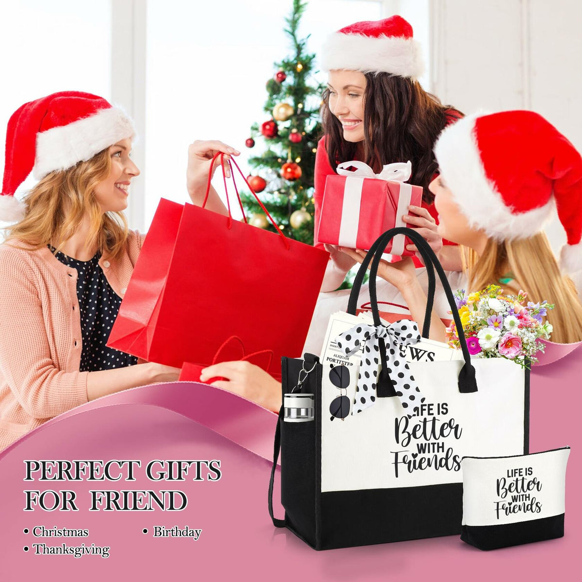 AYJICE Personalized Canvas Tote Bag for Girl Birthday Gift - Initial