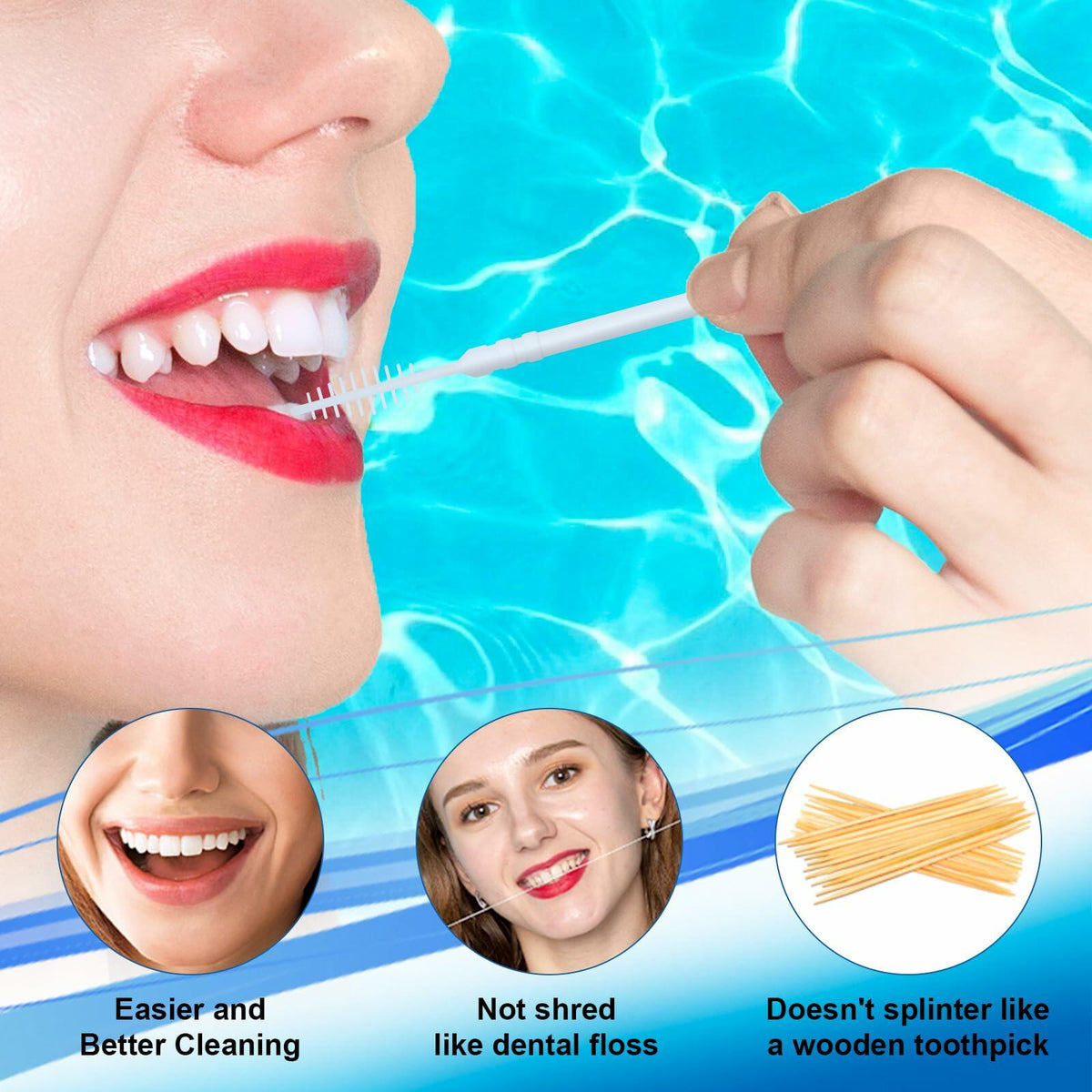 Fawnmum Toothpick Brush Two-in-One Soft Bristle Dental Floss Picks 3 Count