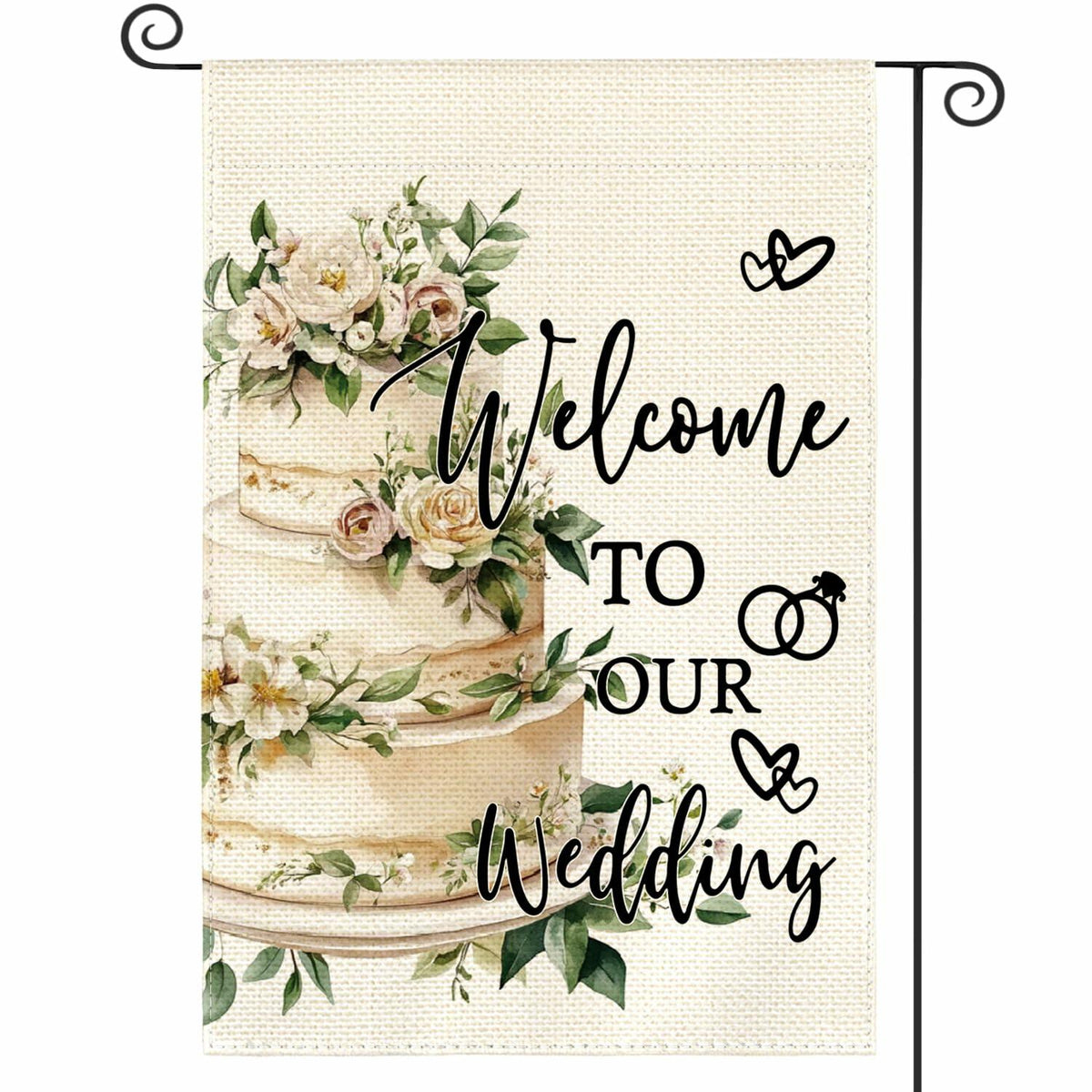 AVOIN colorlife Wedding Garden Flag 12x18 Inch Double Sided Floral Outdoor