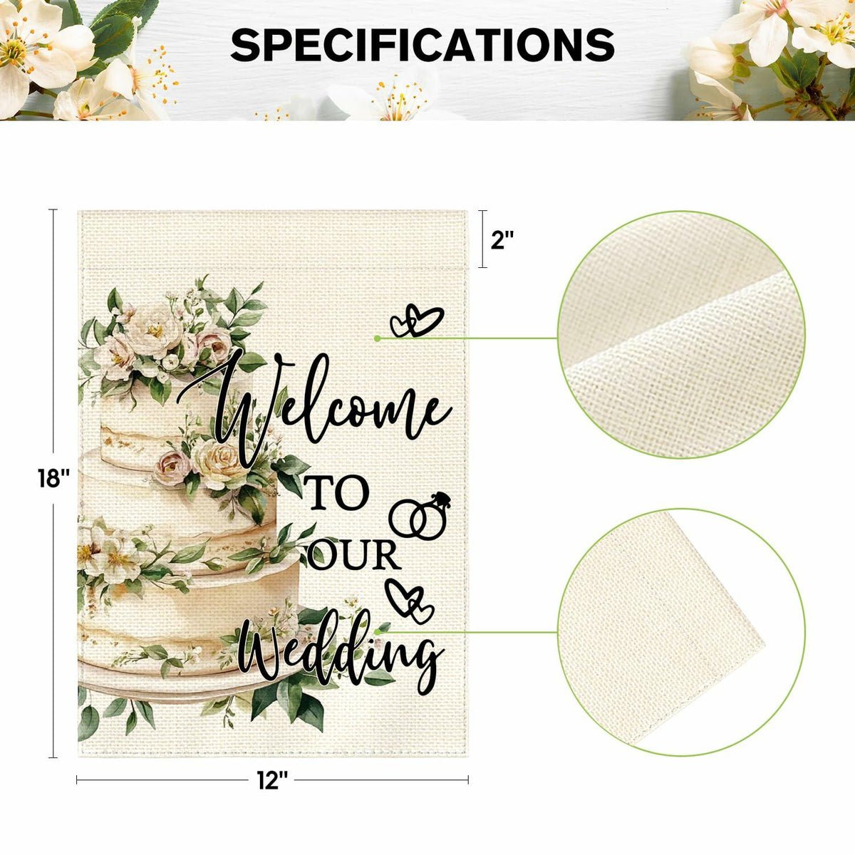 AVOIN colorlife Wedding Garden Flag 12x18 Inch Double Sided Floral Outdoor