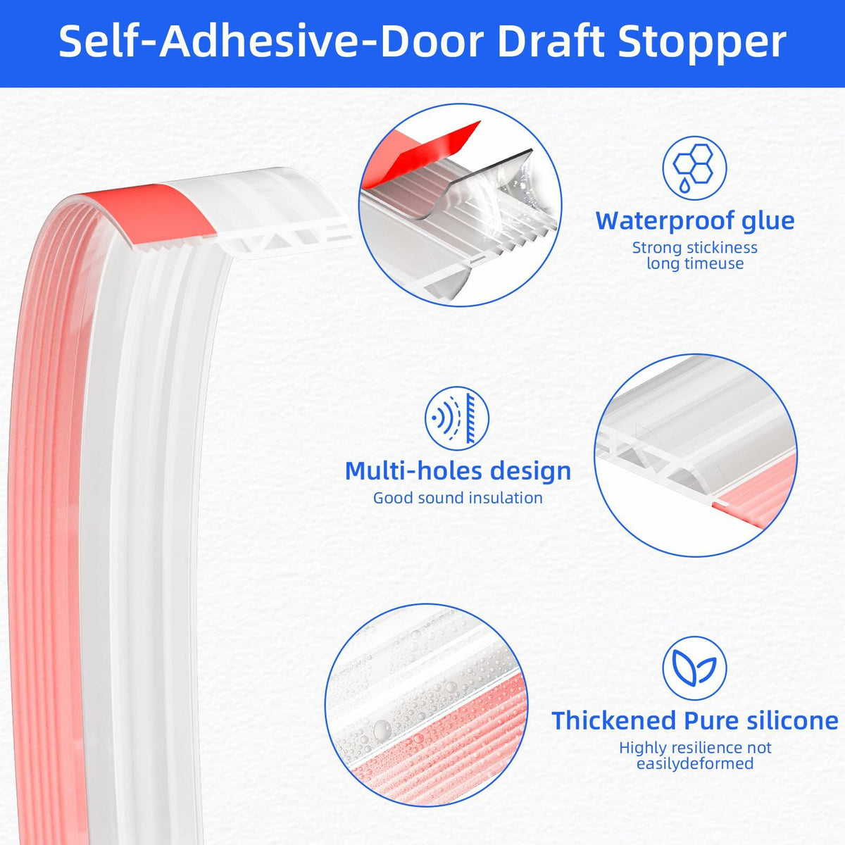 Under Door Draft Stopper Door Sweep Weather Stripping Seal Transparent 78in