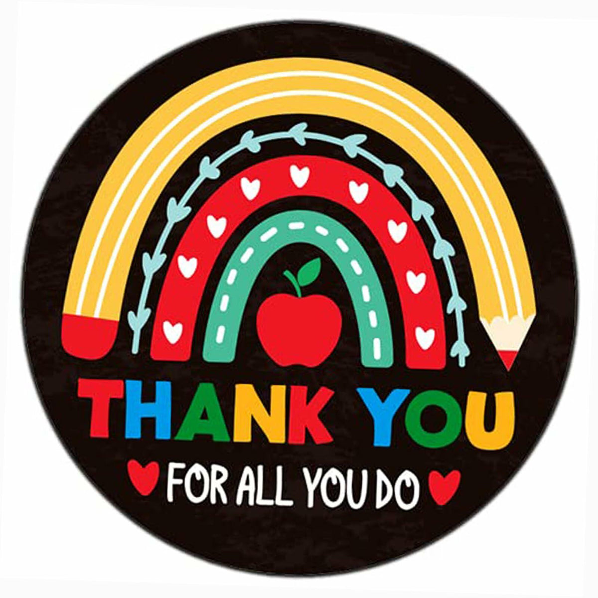 FLYAB Thank You Teacher Stickers 1.5" Apple Labels 36Pcs Gift Tags