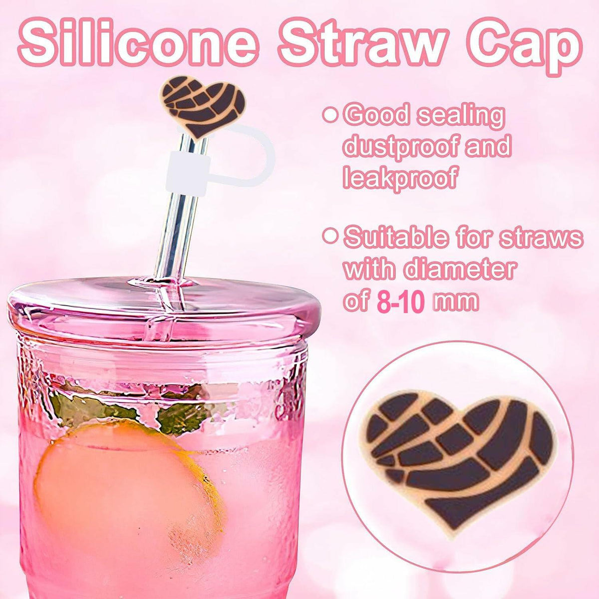 GOTHLO 8pcs Kids Straw Cover Cap for Stanley Cup 30&40 Oz 0.4in 10mm