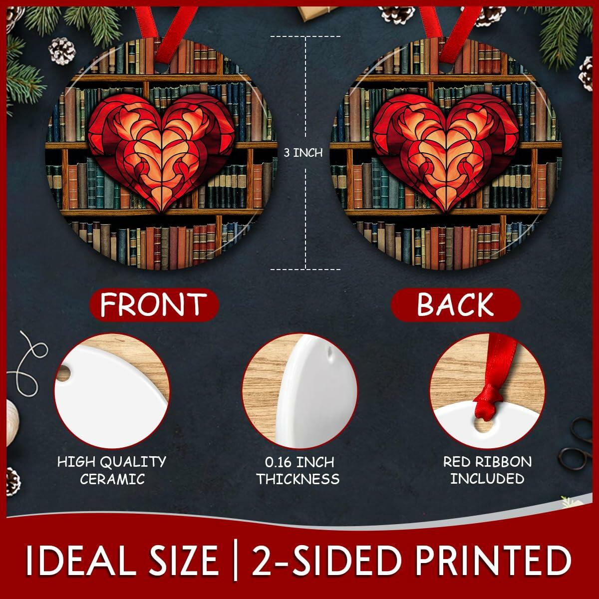 Kilyhome Ceramic Christmas Book Ornament Multi Color for Book Lovers