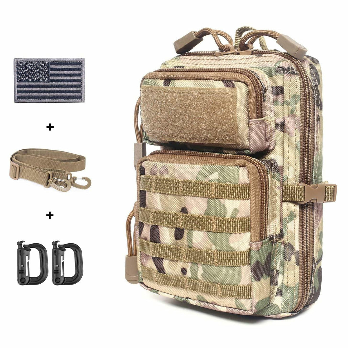 Tactical Molle Compact EDC Tool Pouch Bag US Flag Patch CP Mini Utility