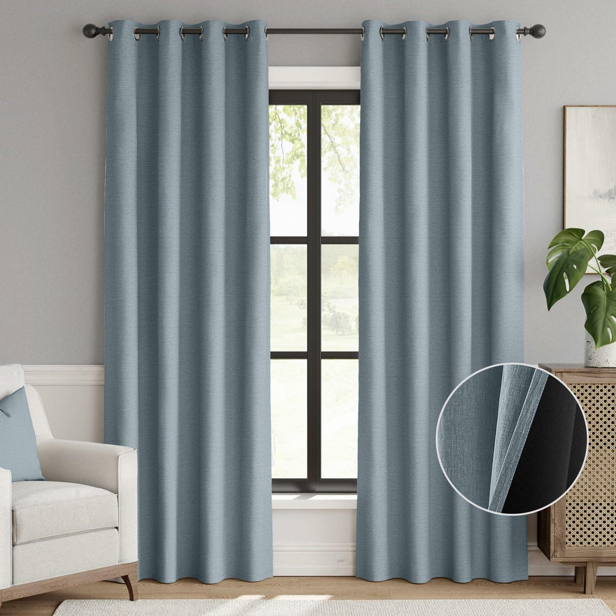 jinchan Blackout Thermal Insulated Faux Linen Curtain 90in Greige 1 Panel