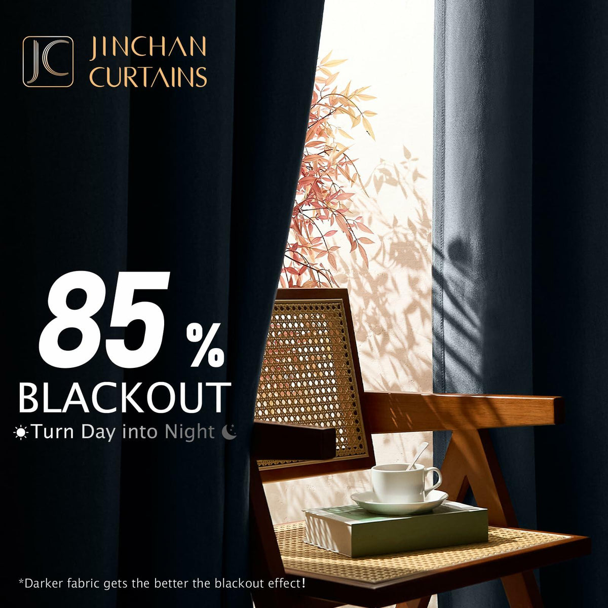 jinchan Blackout Thermal Insulated Faux Linen Curtain 90in Greige 1 Panel