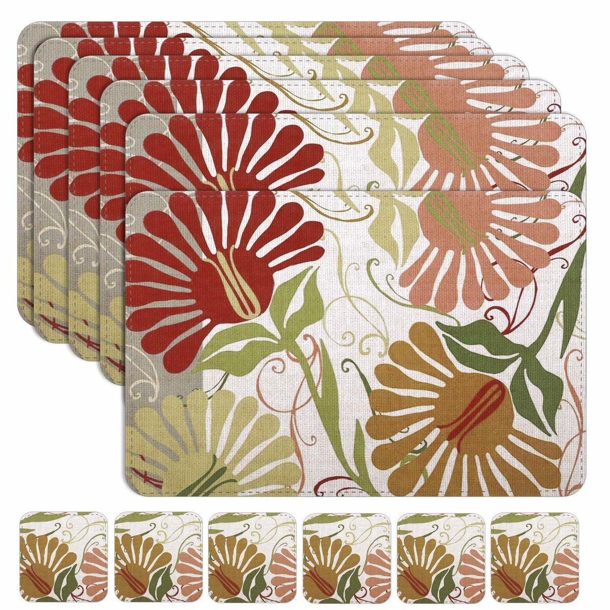 Casaido Faux Leather Placemats Set of 4 with Coasters 17x12 inches Dining Table