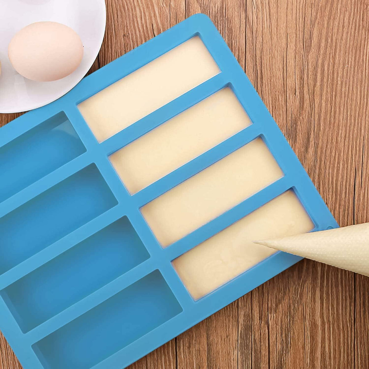 Sinirttou Silicone Chocolate Bar Mold 8 Cavities Rectangular Blue 2 Pack