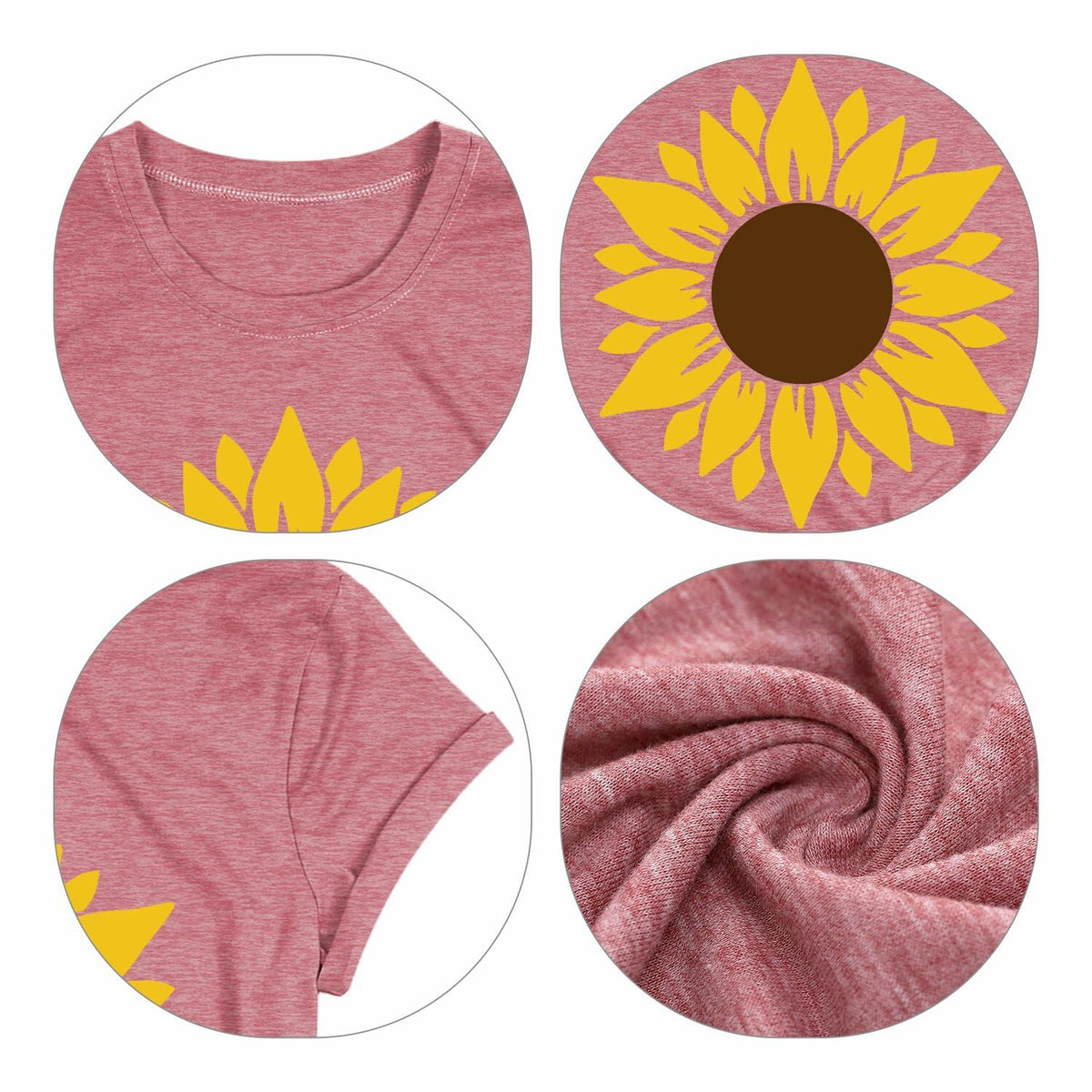 Sunflower Women Graphic Tee Faith Short Sleeve Shirt Pink Size S