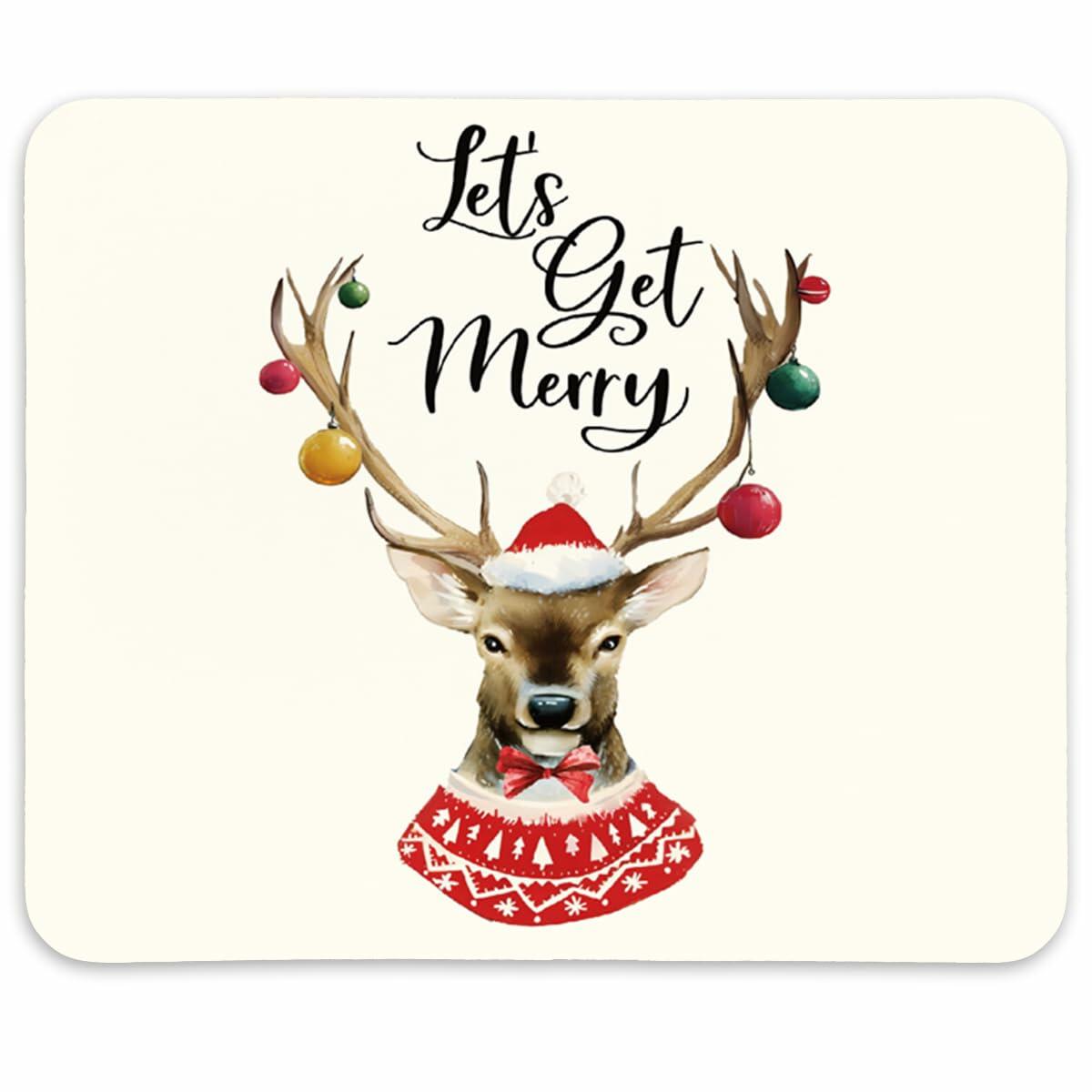 QIYUHOY Pink Bow Christmas Mousepad Non-Slip Rubber 9.5x7.9 in