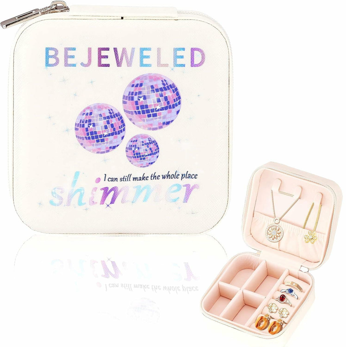 Sincerez Jewelry Box Small Portable Organizer for Rings Necklaces