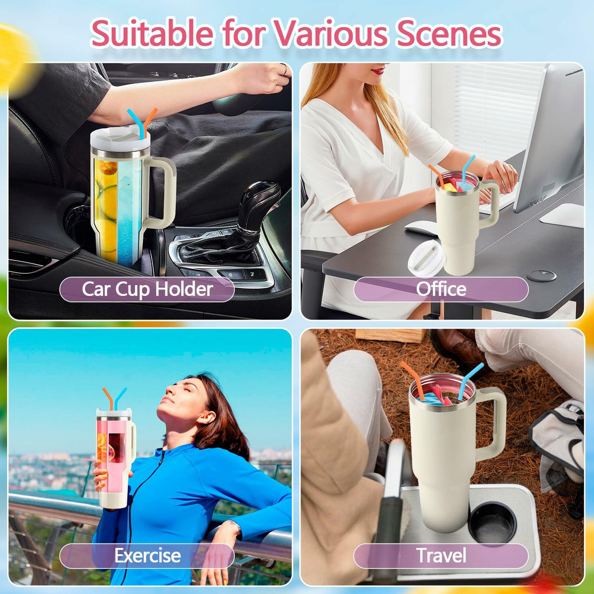 LittleHugs Silicone 2-in-1 Cup for Stanley Cup 40oz Cream Double Drinks Bag