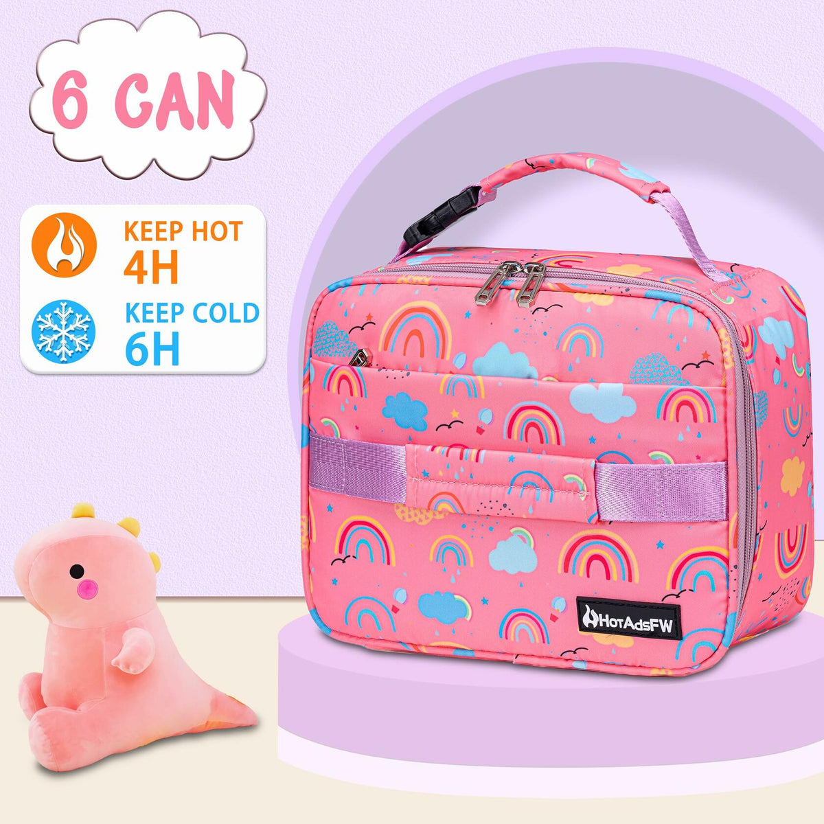 HotAdsFW Rainbow Girls Lunch Box Small Kids School Lunch Bag