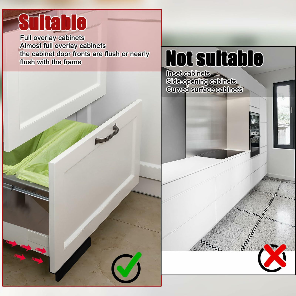 RSSCIIIUL Foot Pull for Trash Cabinet Drawer Full Overlay Black