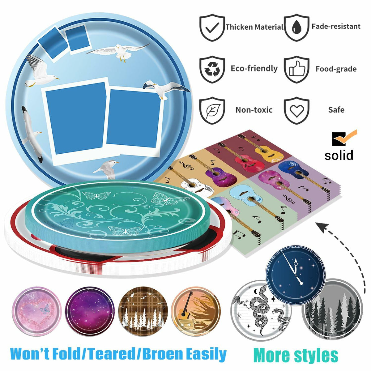 Music Themed 75Pcs Birthday Party Decorations & Tableware for Girls Fans