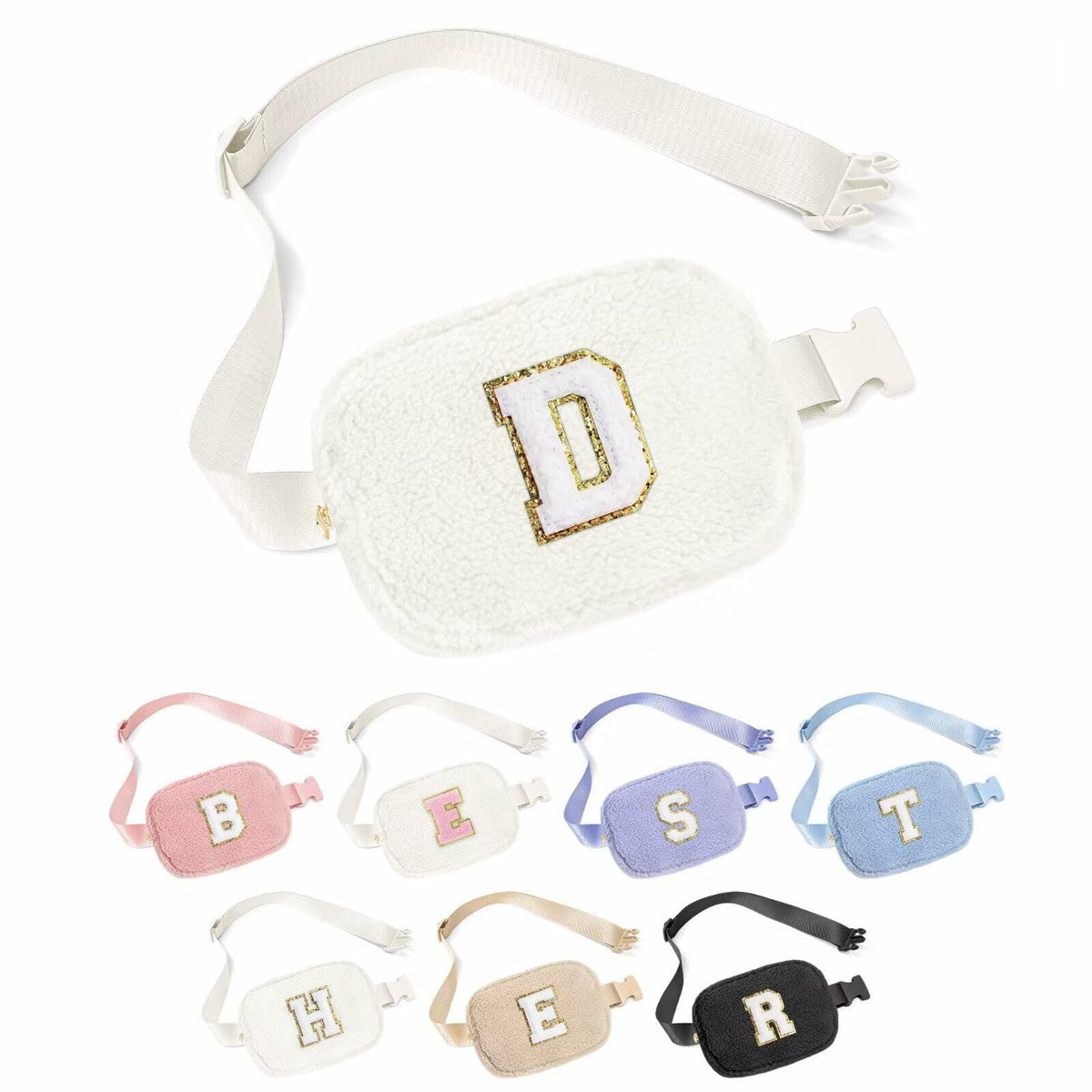 YOOLIFE Fleece Belt Bag Waist Pack Crossbody Beige Kids Size 8-12