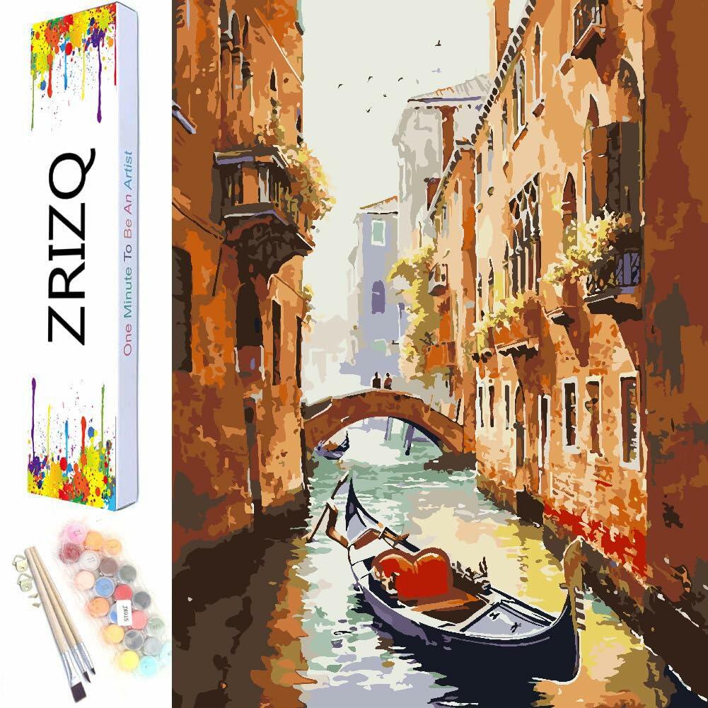 ZRIZQ Paint by Number Kit for Adults 12x16 Canvas City Colorful Box