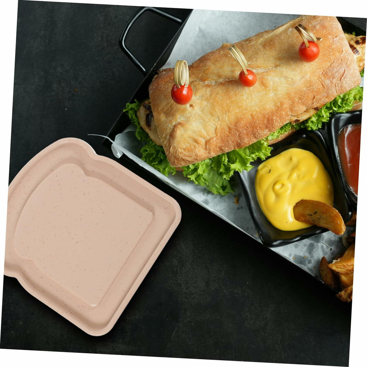 ABOOFAN 4pcs Plastic Toast Shape Sandwich Containers with Lid Food Storage