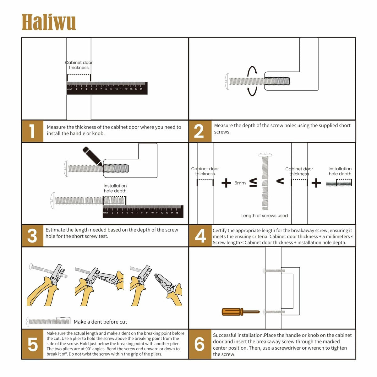 Haliwu 10 Pack Cabinet Handles 3-3/4 Inch Hole Center Champagne Bronze