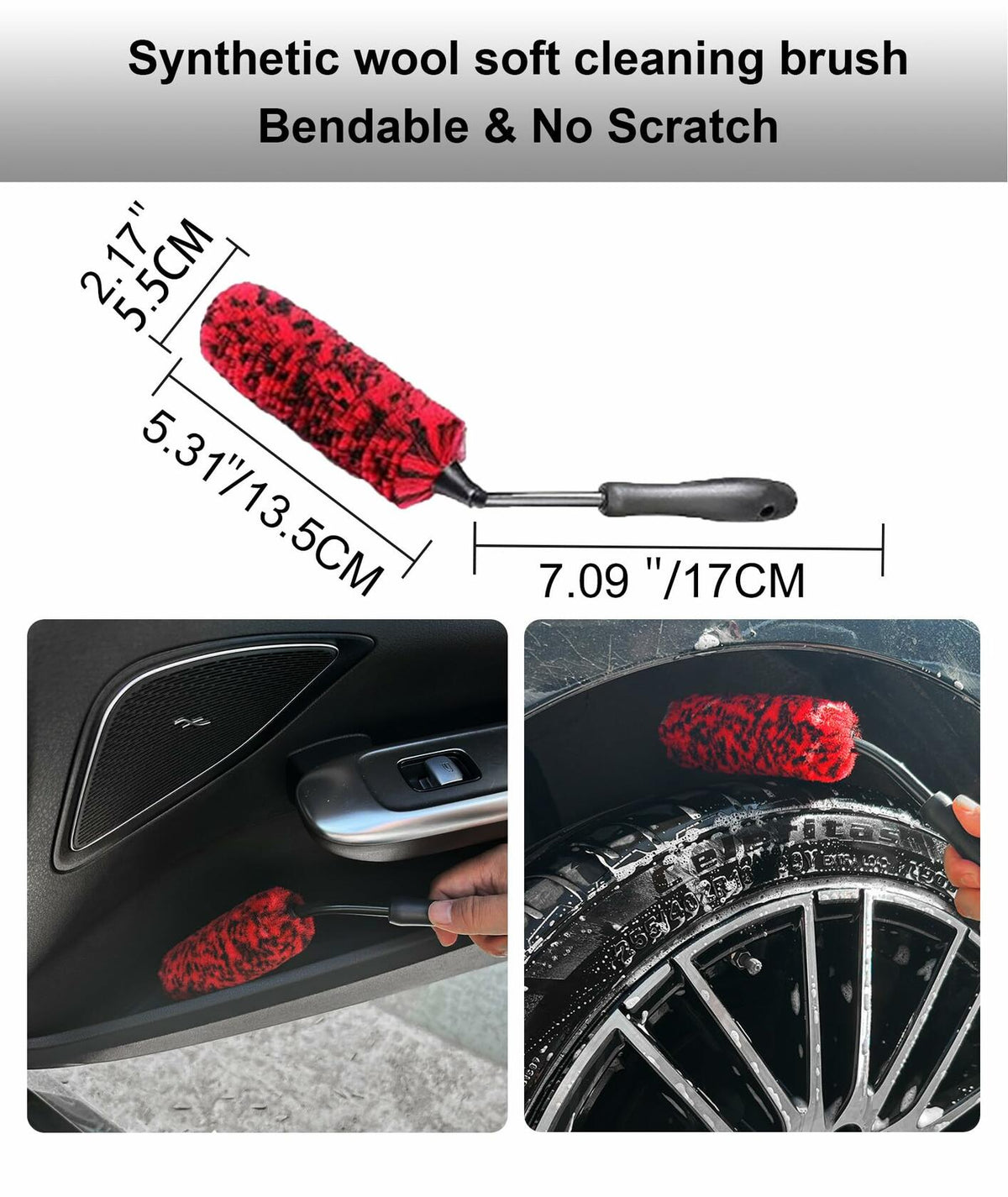 YILANBON Wheel Brush Soft Dense Fibers Car Rim Clean 2PCS