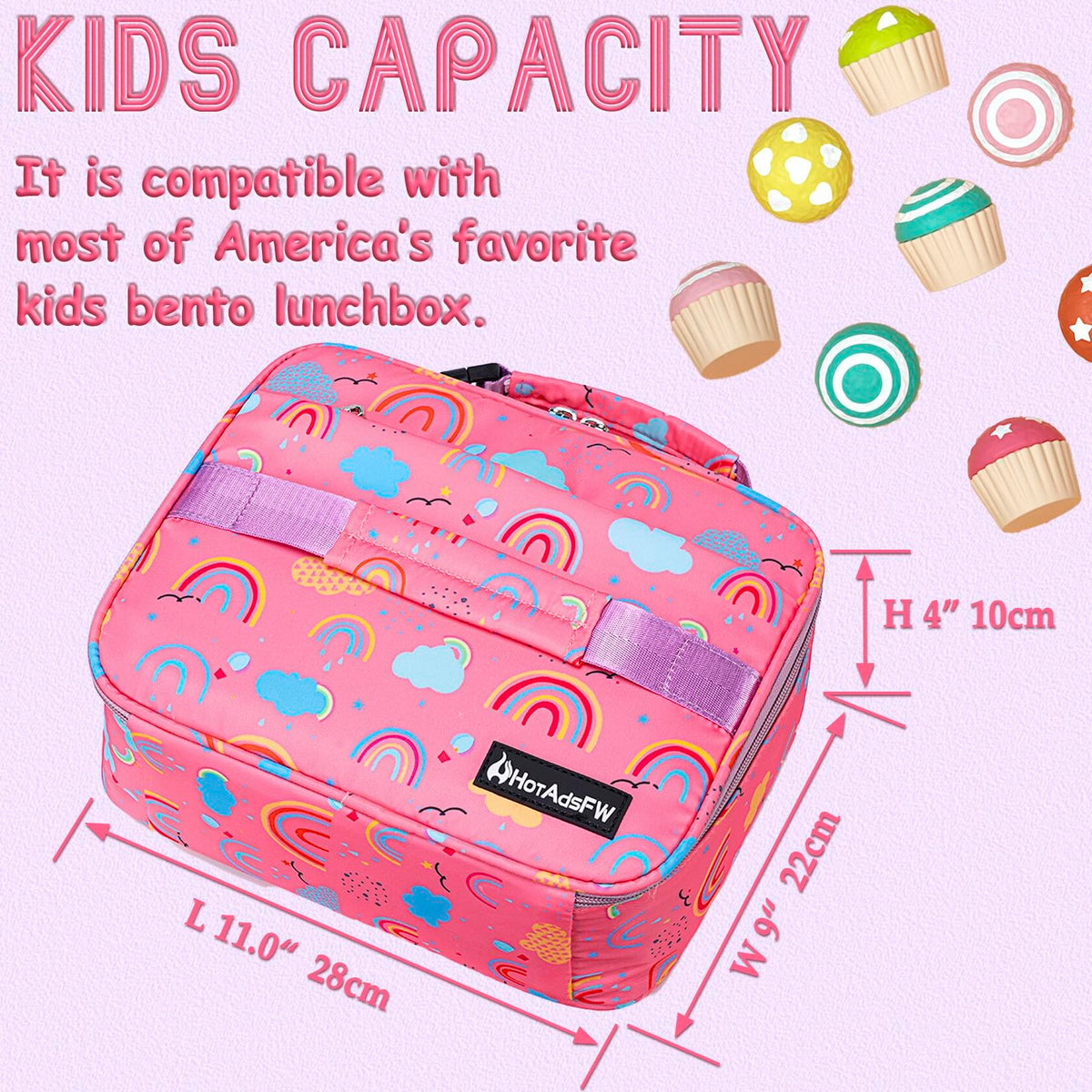 HotAdsFW Rainbow Girls Lunch Box Small Kids School Lunch Bag
