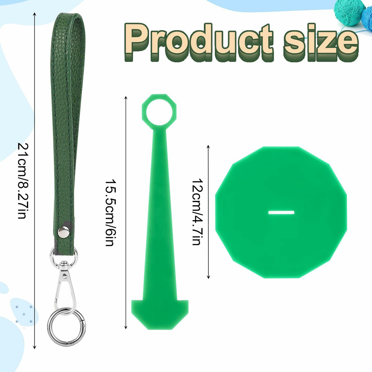 Portable Wrist Yarn Holder Leather Band Acrylic Stand Dark Green