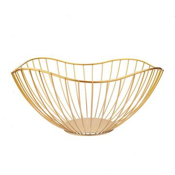 IBWell Metal Iron Wire Single Tier Dish Stand Basket Holder Gold