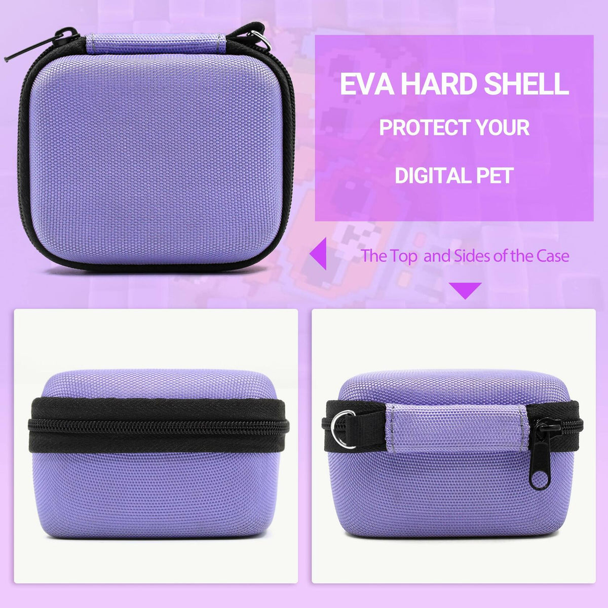 Stukcaze Bitzee Hard EVA Carrying Case Purple 3.9x3.1x4.4in Waterproof Dustproof
