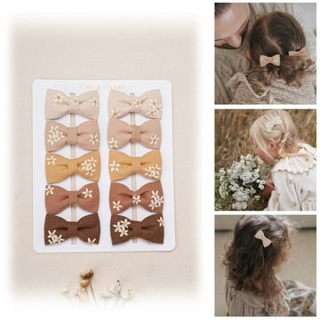 FANCY CLOUDS Baby Hair Clips 10 pcs Handmade Daisy Bows Barrettes Accessories