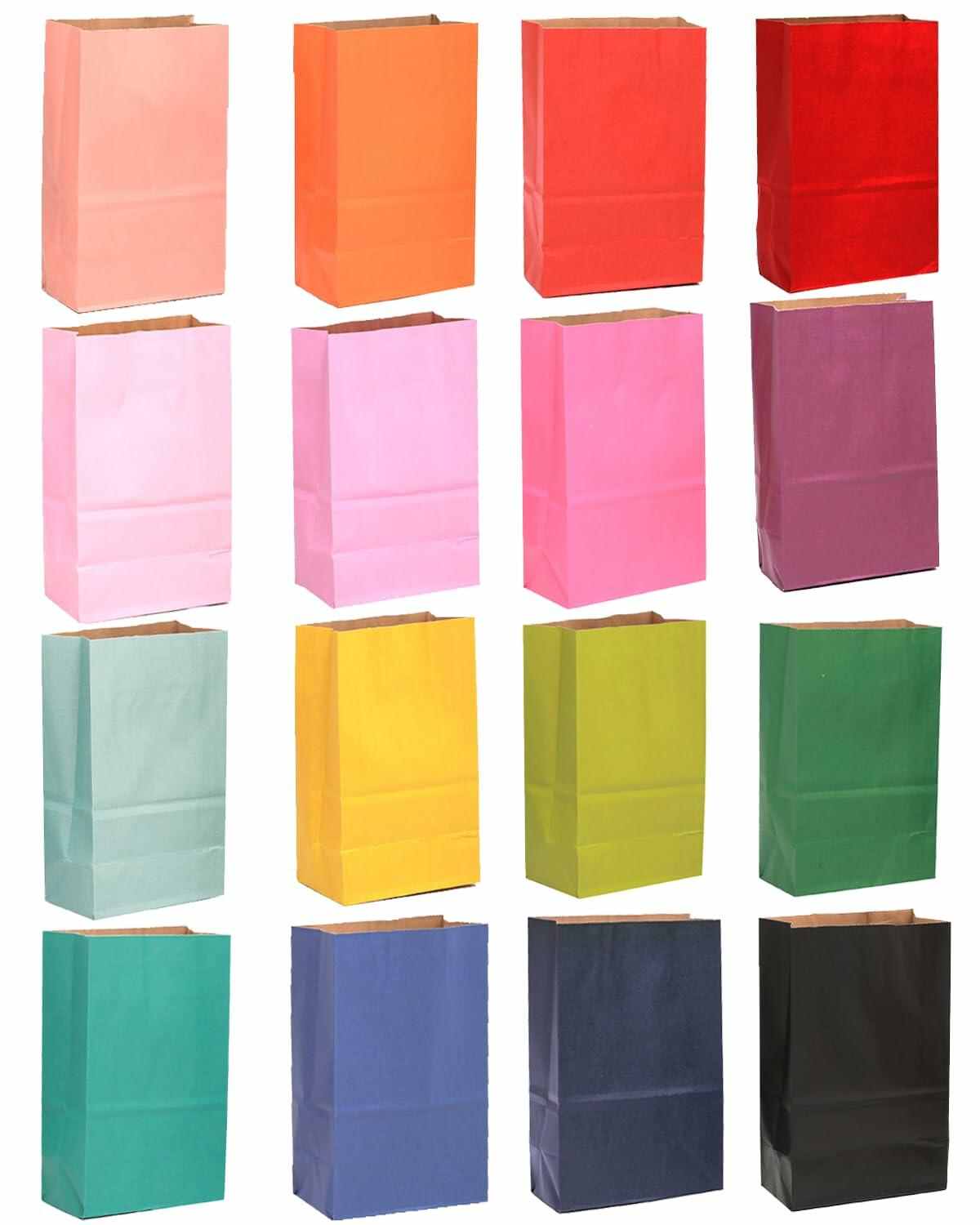 qiqee 32Pcs Treat Paper Bags Mini Snack 5.1x3.1x9.4in Rainbow Colors
