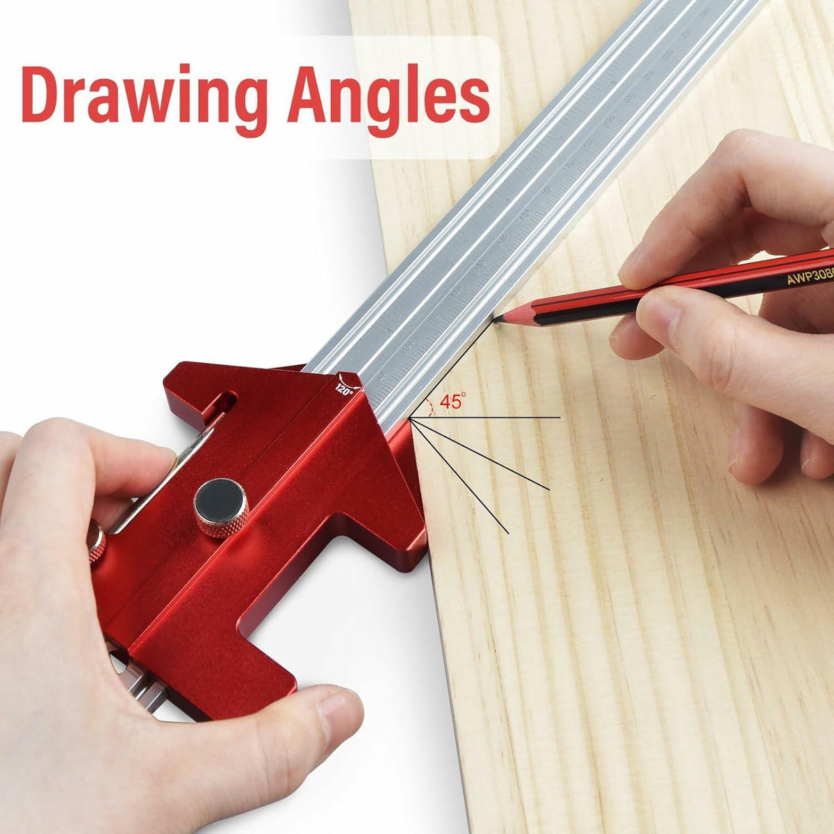 TOURACE Cabinet Handle Jig Aluminum Template Tool Red Woodworking Ruler