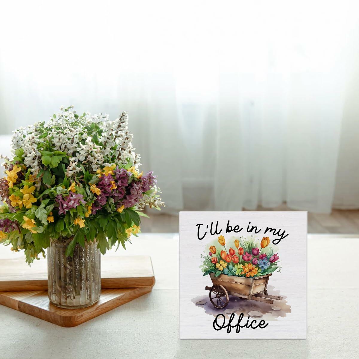 Rustic Welcome Spring Wood Block Sign Farmhouse Decor 5x5 Inches