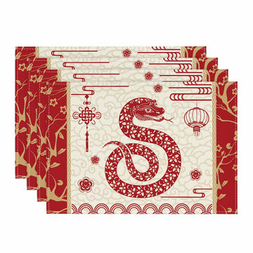 Artoid Mode Zodiac Snake 2025 Placemats Set of 4 12x18in Lunar Table Mats
