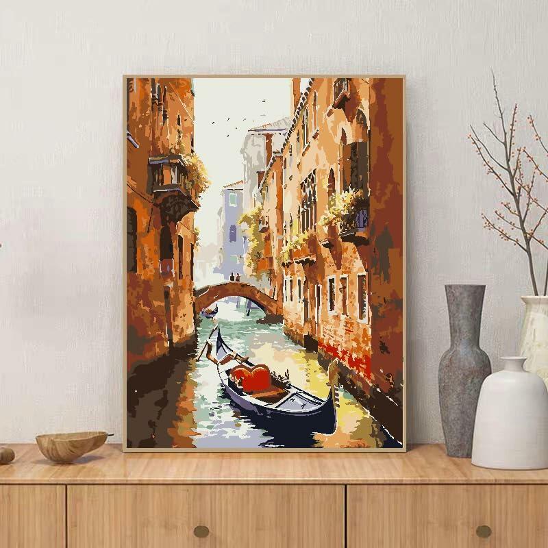 ZRIZQ Paint by Number Kit for Adults 12x16 Canvas City Colorful Box