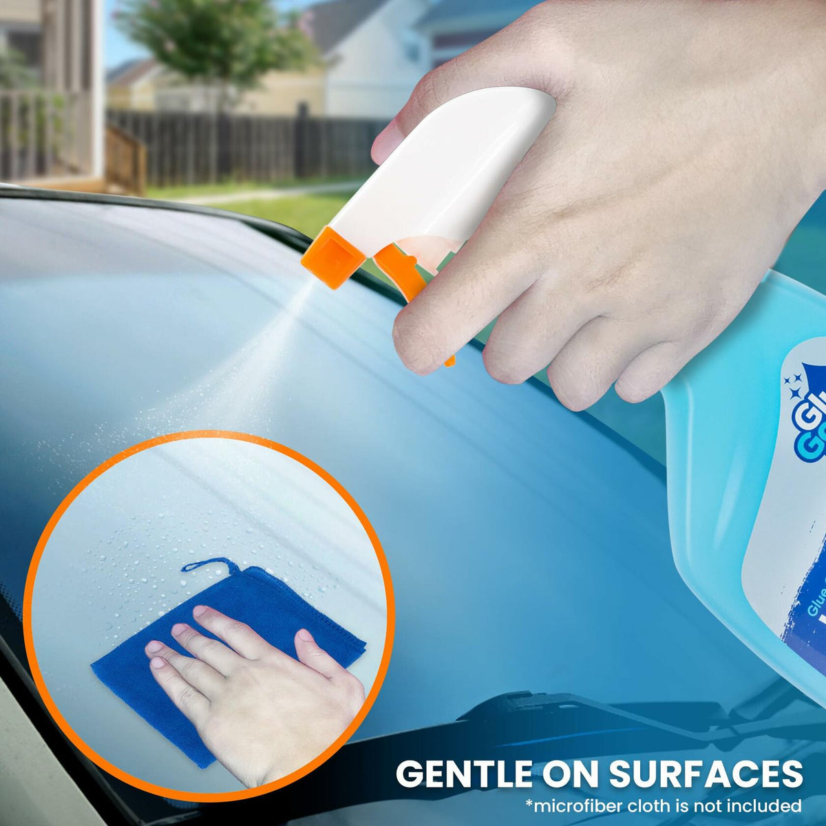 Glue Gone Car Window Cleaner Spray 500ml Streak-Free Shine Safe on Tints