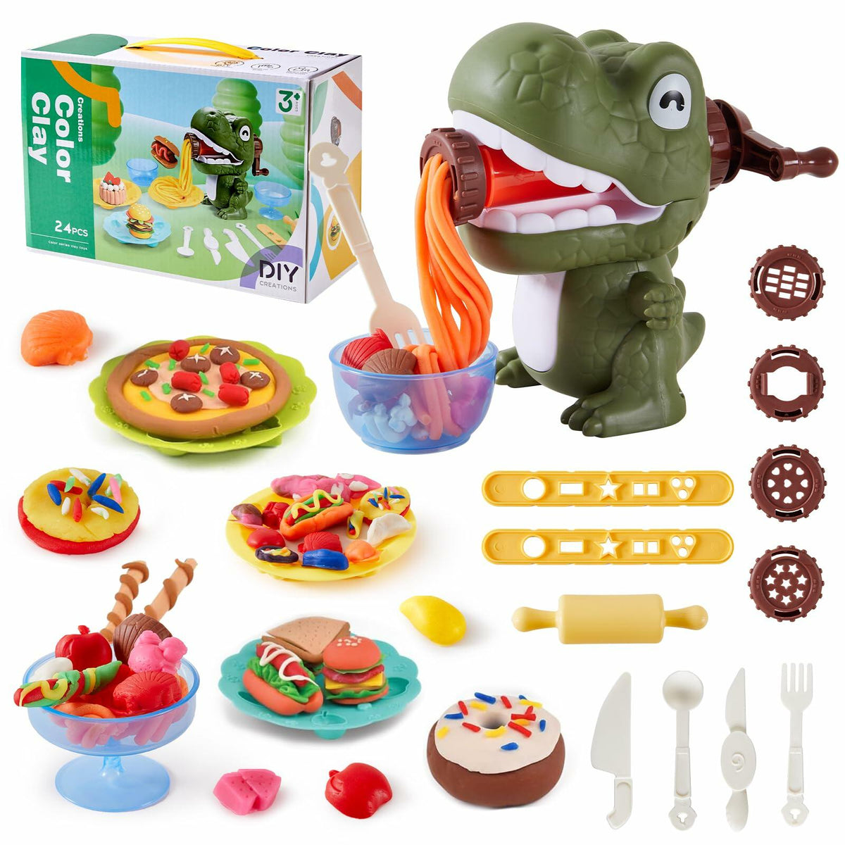 Play Dough Dinosaur Set Bulk Pack Noodle Maker Toy Kids Ages 4-8