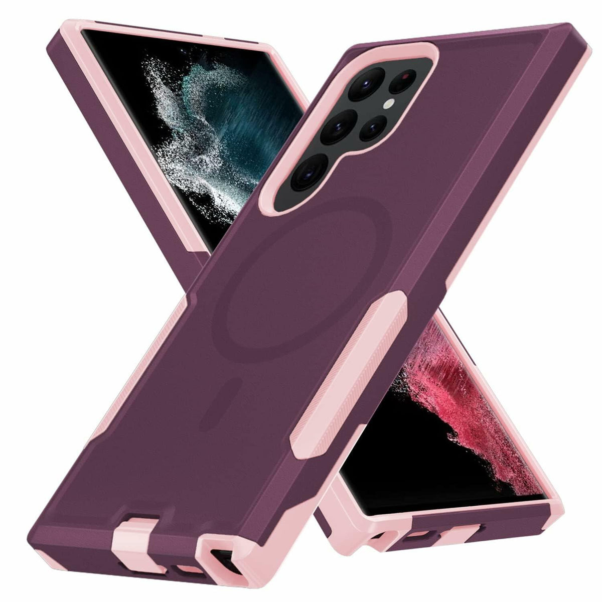 THMEIRA Samsung Galaxy S23 Ultra Case 2 Pack Belt Clip Screen Protector Purple