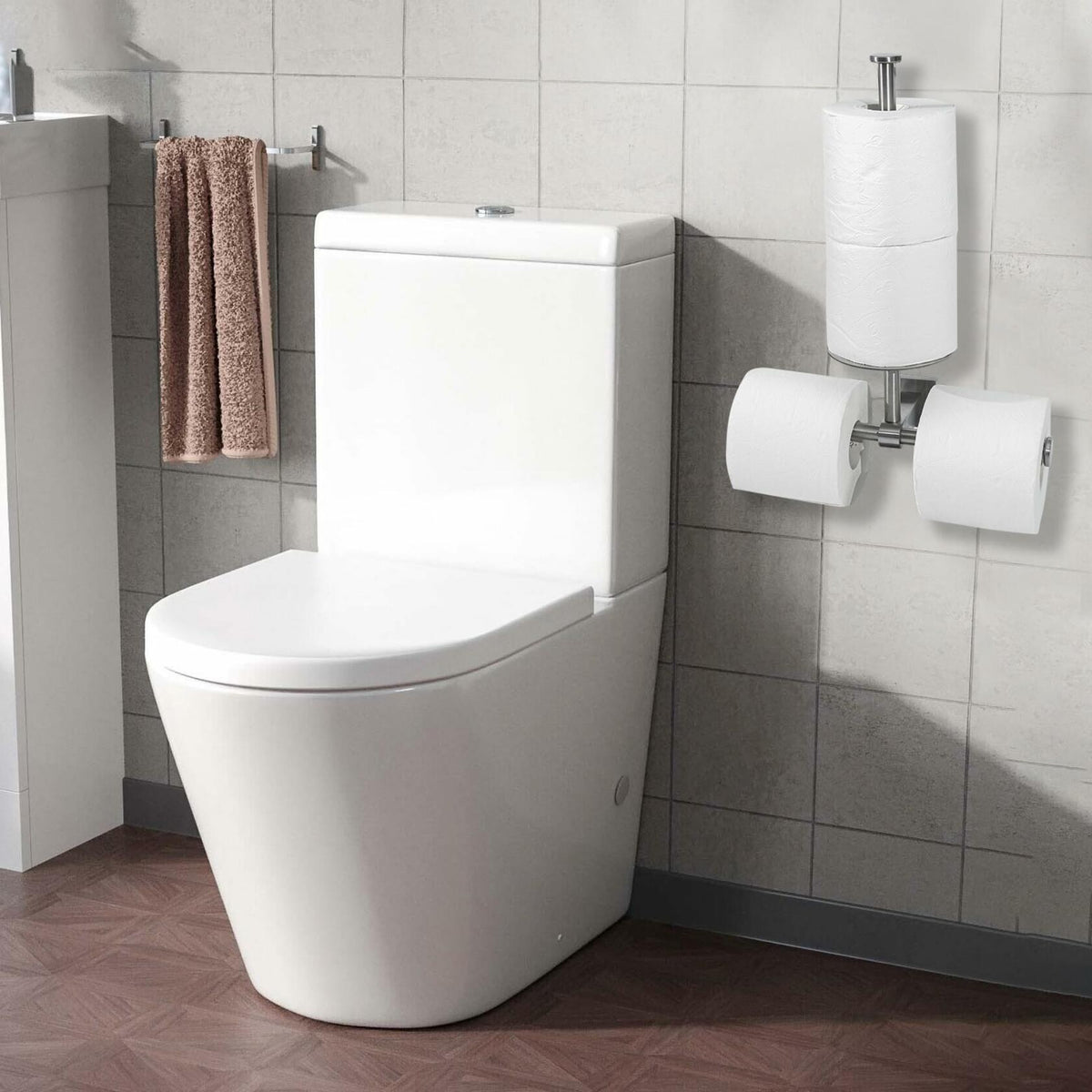 Double Toilet Paper Holder with Shelf Wall Mount 304 Stainless Steel